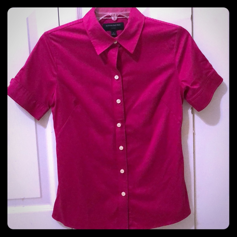 Banana Republic Hot Pink Button Down Shirt size 2